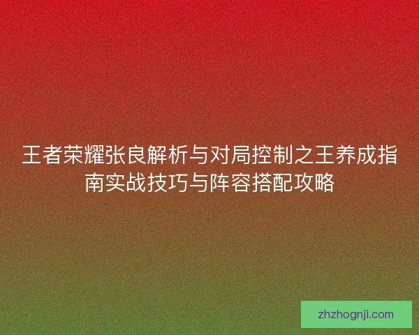 王者荣耀张良解析与对局控制之王养成指南实战技巧与阵容搭配攻略